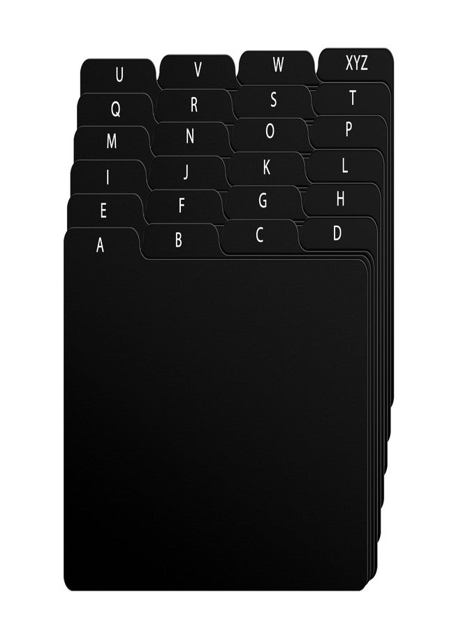 Alfion 4x6 Index Card Alphabet Tab Dividers 24 pcs (Black) - Image 1